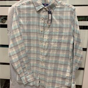 NWT Vineyard Vines Blue and Gray Plaid Button-Down Shirt, Slim